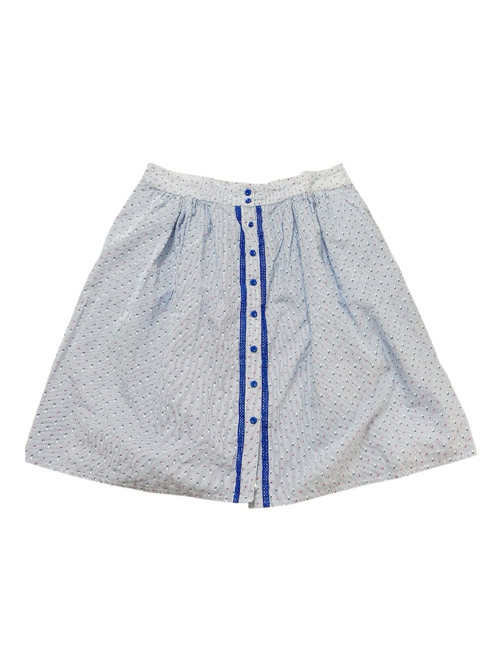 Luna Moon Cotton Nautical Striped Skirt w/ Red & Blue Moon Print Large Pockets!